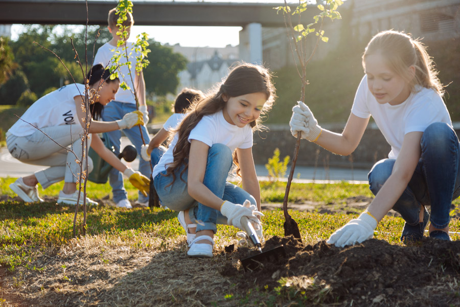 Kids planting